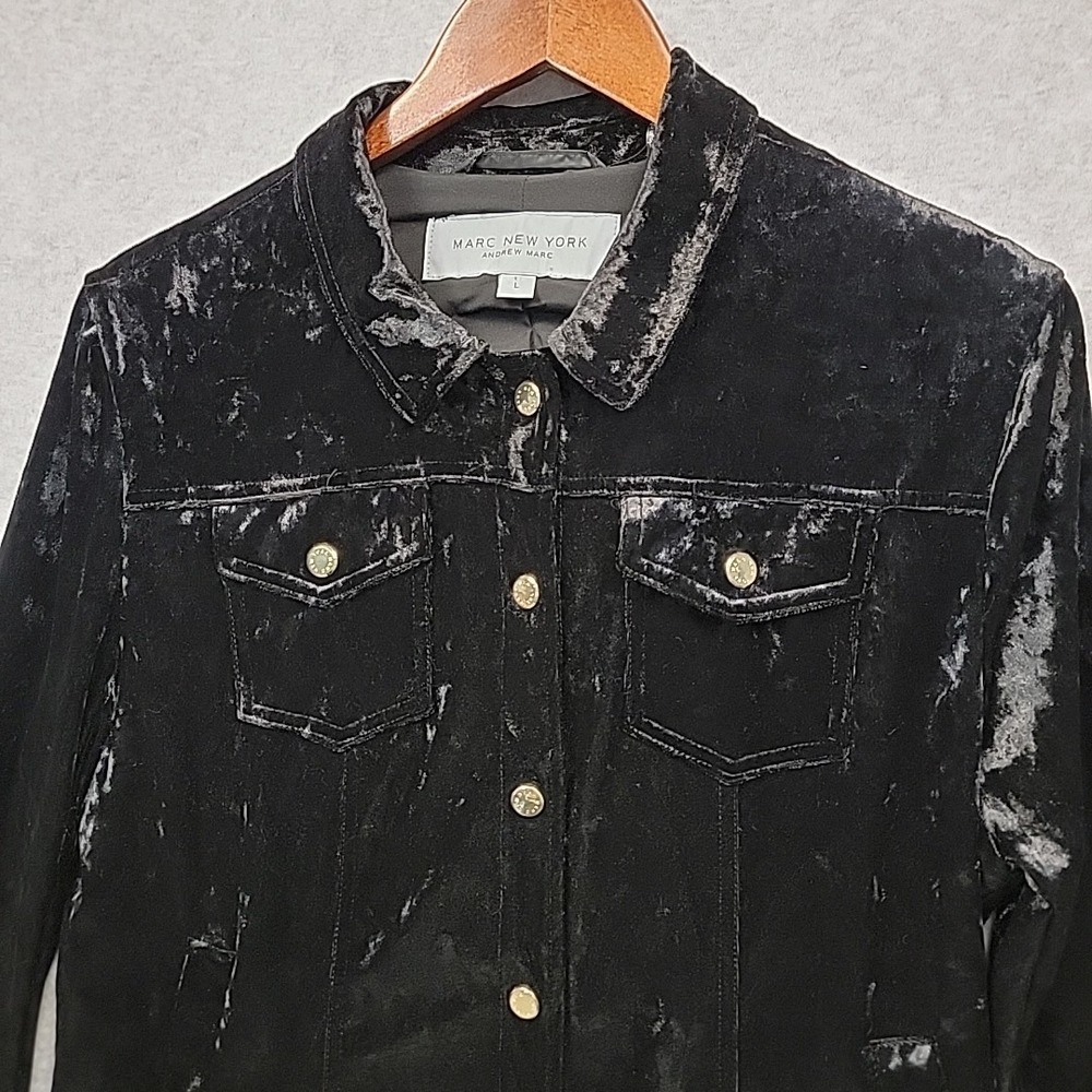 MARC NEW YORK Crushed Velvet Jacket Party Date Goth Glam Jacket Gold Buttons EUC